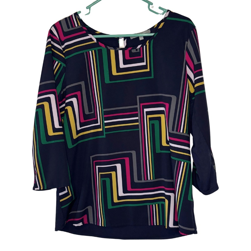 3/$20 NY Collection Multicolor Geometric 3/4 Sleeve Blouse